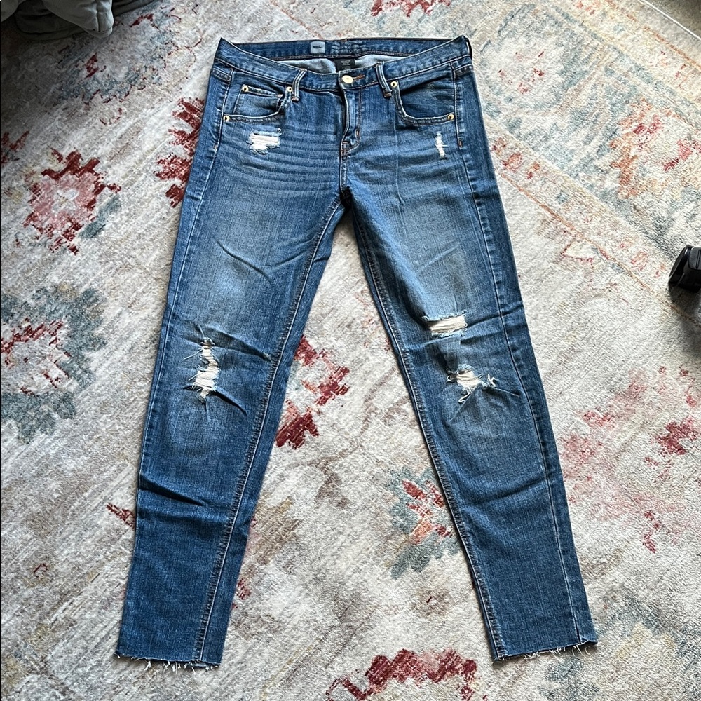 Distressed Low Rise Boyfriend Jeans